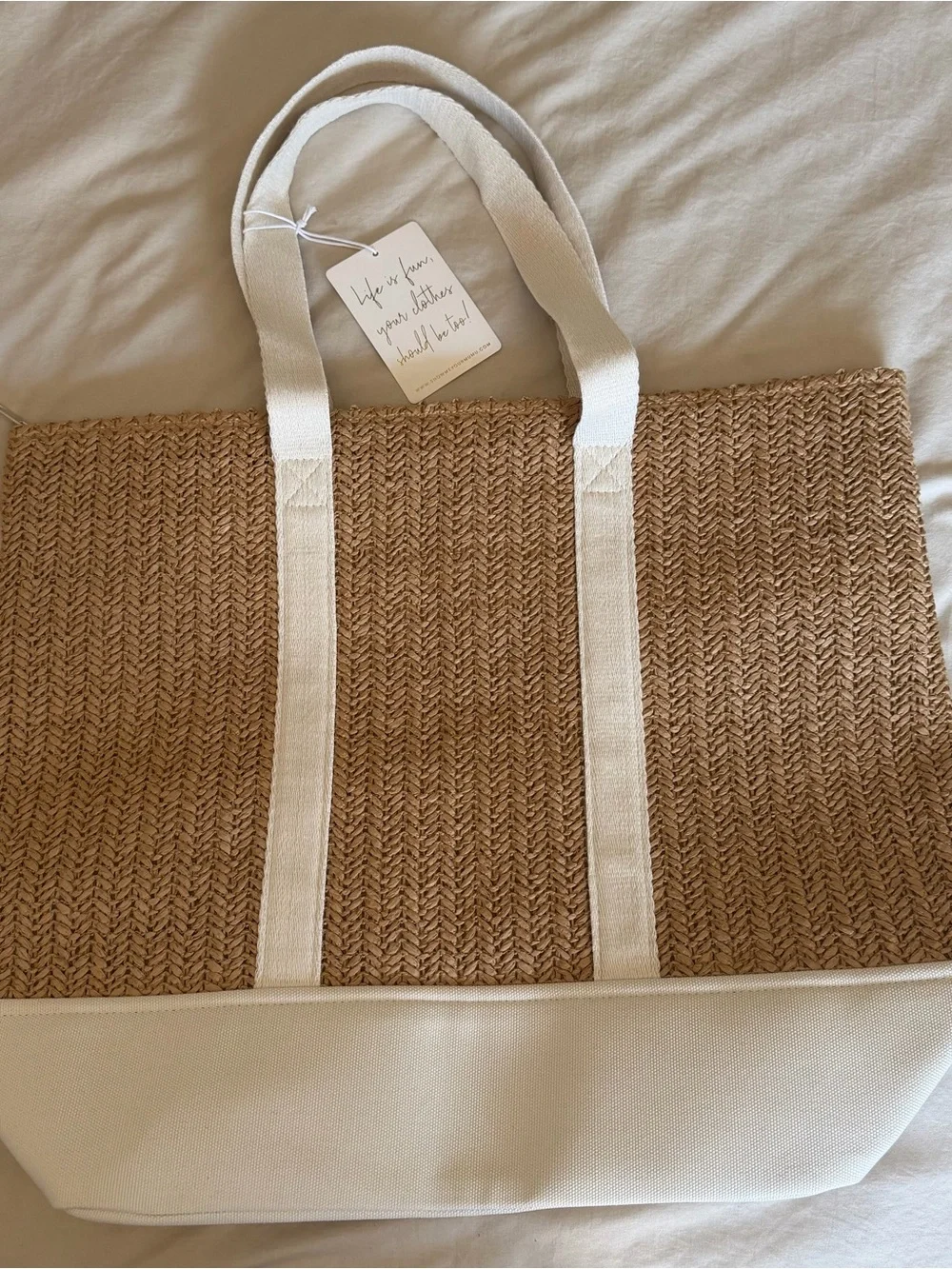 Show Me Your MuMu Natural Straw Tote with Cream Straps
